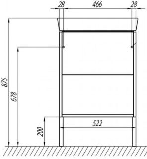 Тумба под раковину Акватон Йорк 55см белый/ясень фабрик 1A170501YOAV0